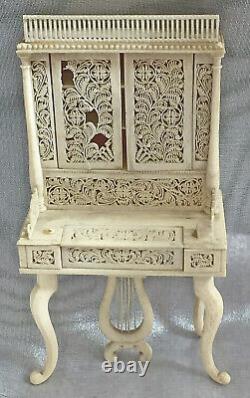 Antique Miniature Dolls House CARVED BONE French Napoleonic POW Pianoforte c1760