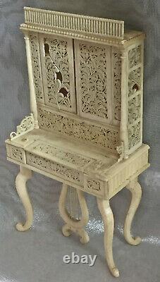 Antique Miniature Dolls House CARVED BONE French Napoleonic POW Pianoforte c1760