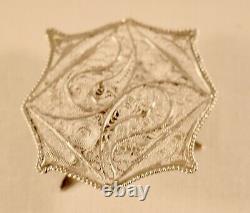 Antique Miniature Dolls House Silver Filigree Garden Set Salon Suite Sofa Chair