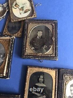 Antique Miniature Guilt Framed Daguerreotypes And Early Prints. Dolls House