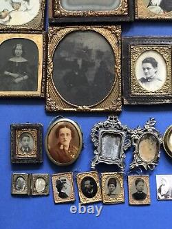 Antique Miniature Guilt Framed Daguerreotypes And Early Prints. Dolls House