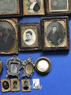 Antique Miniature Guilt Framed Daguerreotypes And Early Prints. Dolls House