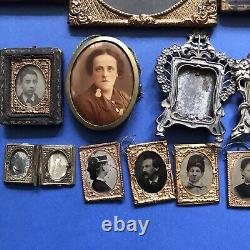 Antique Miniature Guilt Framed Daguerreotypes And Early Prints. Dolls House