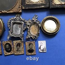 Antique Miniature Guilt Framed Daguerreotypes And Early Prints. Dolls House