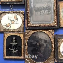 Antique Miniature Guilt Framed Daguerreotypes And Early Prints. Dolls House