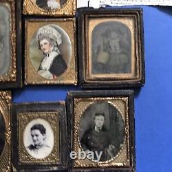 Antique Miniature Guilt Framed Daguerreotypes And Early Prints. Dolls House