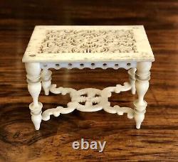 Antique Miniature Hand Carved Bone Table Dolls House Furniture