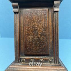 Antique Miniature Long Case Grandfather Clock Dolls House Mantle Ticking Tlc