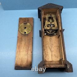 Antique Miniature Long Case Grandfather Clock Dolls House Mantle Ticking Tlc
