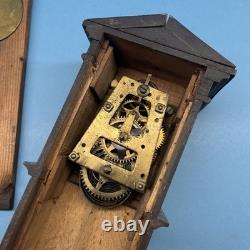 Antique Miniature Long Case Grandfather Clock Dolls House Mantle Ticking Tlc