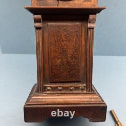 Antique Miniature Long Case Grandfather Clock Dolls House Mantle Ticking Tlc