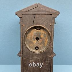 Antique Miniature Long Case Grandfather Clock Dolls House Mantle Ticking Tlc