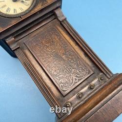 Antique Miniature Long Case Grandfather Clock Dolls House Mantle Ticking Tlc