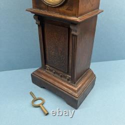 Antique Miniature Long Case Grandfather Clock Dolls House Mantle Ticking Tlc