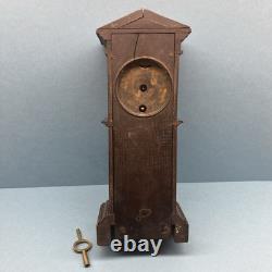 Antique Miniature Long Case Grandfather Clock Dolls House Mantle Ticking Tlc