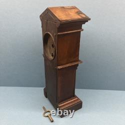 Antique Miniature Long Case Grandfather Clock Dolls House Mantle Ticking Tlc