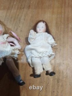 Antique Miniature Mignonette Dolls Porcelain/bisque German Dolls House Dolls