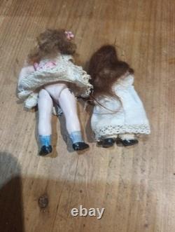 Antique Miniature Mignonette Dolls Porcelain/bisque German Dolls House Dolls