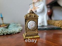 Antique Miniature dolls house clock and candlesticks