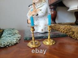 Antique Miniature dolls house clock and candlesticks