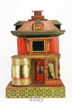 Antique Paper Litho Wood Dollhouse ca1910