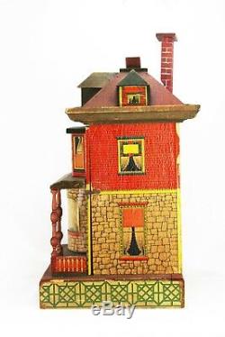 Antique Paper Litho Wood Dollhouse ca1910