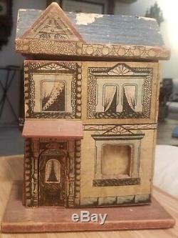 Antique R. Bliss 2 Story Paper Litho Over Wood Dollhouse