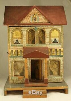 Antique R Bliss Two Storey Wood & Lithograph Dollhouse w Hinged Front No 571 8