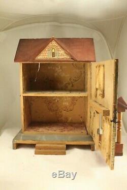 Antique R Bliss Two Storey Wood & Lithograph Dollhouse w Hinged Front No 571 8