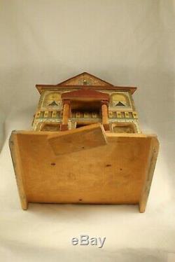 Antique R Bliss Two Storey Wood & Lithograph Dollhouse w Hinged Front No 571 8