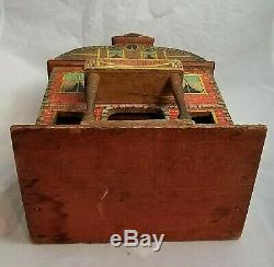 Antique R Bliss Victorian 2 Story Lithograph Paper on Wood Dollhouse