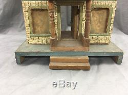 Antique R. Bliss Wooden Dollhouse Lithograph Wood Doll House 2 Story DD343