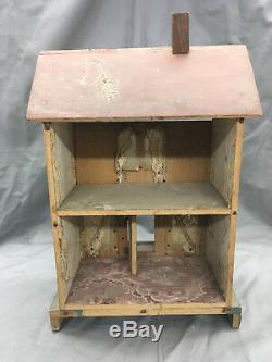 Antique R. Bliss Wooden Dollhouse Lithograph Wood Doll House 2 Story DD343