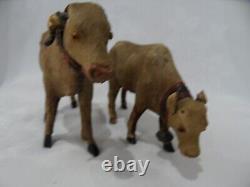Antique Rare Bull And Cow. Dolls House Miniature