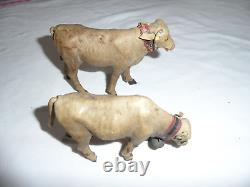 Antique Rare Bull And Cow. Dolls House Miniature