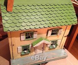 Antique Schoenhut Doll House with Original Furniture & 2 Rare Dolls + extras