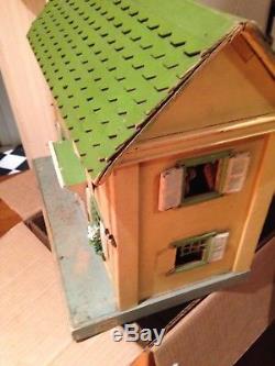 Antique Schoenhut Doll House with Original Furniture & 2 Rare Dolls + extras