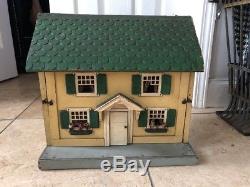 Antique Schoenhut Doll House with Original Furniture & 3 Rare Dolls