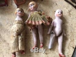 Antique Schoenhut Doll House with Original Furniture & 3 Rare Dolls