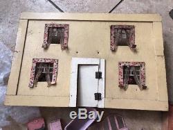 Antique Schoenhut Doll House with Original Furniture & 3 Rare Dolls