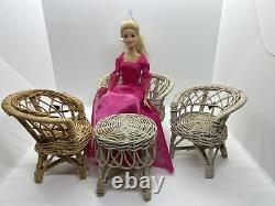 Antique Set 4 Collectable Woven WOod Handmade Miniature Doll House Furniture