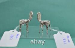Antique Sterling Silver Miniature Dolls House Chairs 4 x 2 cm hallmarks poor