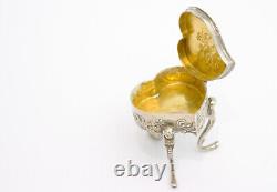 Antique Sterling solid silver box Repousse Rococo 1896 SB miniature dolls house
