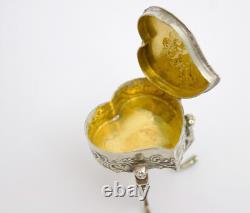 Antique Sterling solid silver box Repousse Rococo 1896 SB miniature dolls house