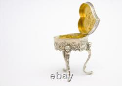 Antique Sterling solid silver box Repousse Rococo 1896 SB miniature dolls house