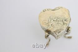 Antique Sterling solid silver box Repousse Rococo 1896 SB miniature dolls house
