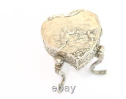 Antique Sterling solid silver box Repousse Rococo 1896 SB miniature dolls house