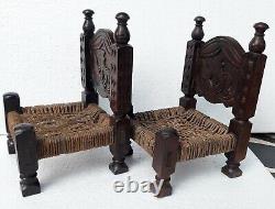 Antique Style Chair Hand Carved Miniature Furniture Girls Toy Doll House 2 Pc
