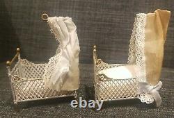 Antique Twin German doll house crib canopy bed set 2