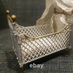 Antique Twin German doll house crib canopy bed set 2